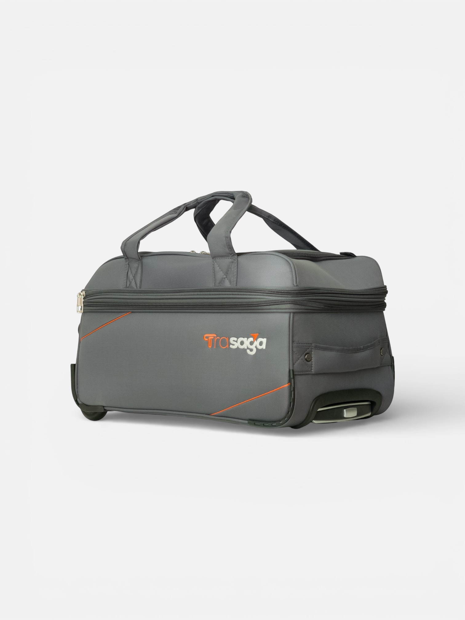 Trasaga Odessy expandable trolley duffle bag in grey color three quarter view