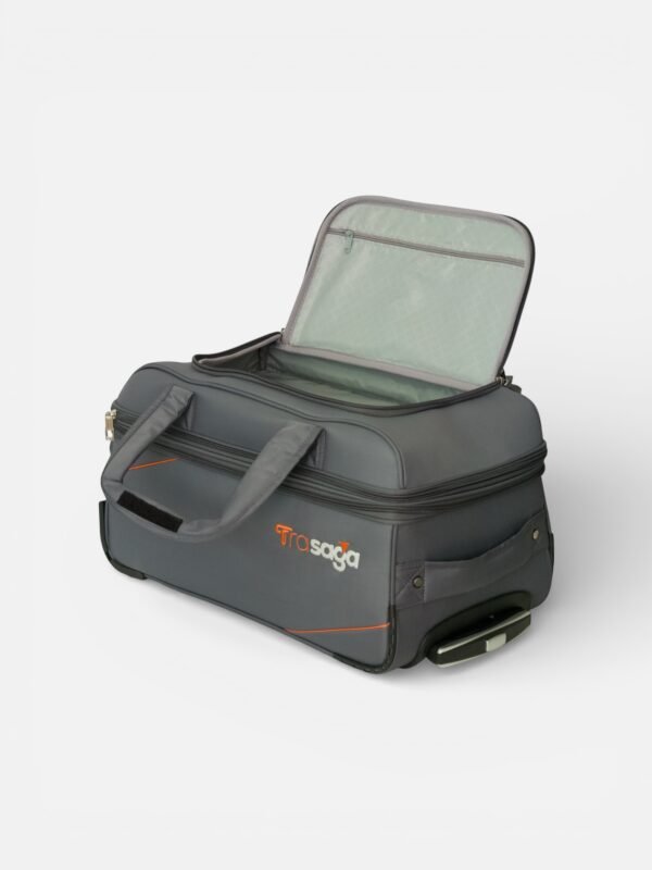 Trasaga Odessy expandable trolley duffle bag in grey color three quarter view