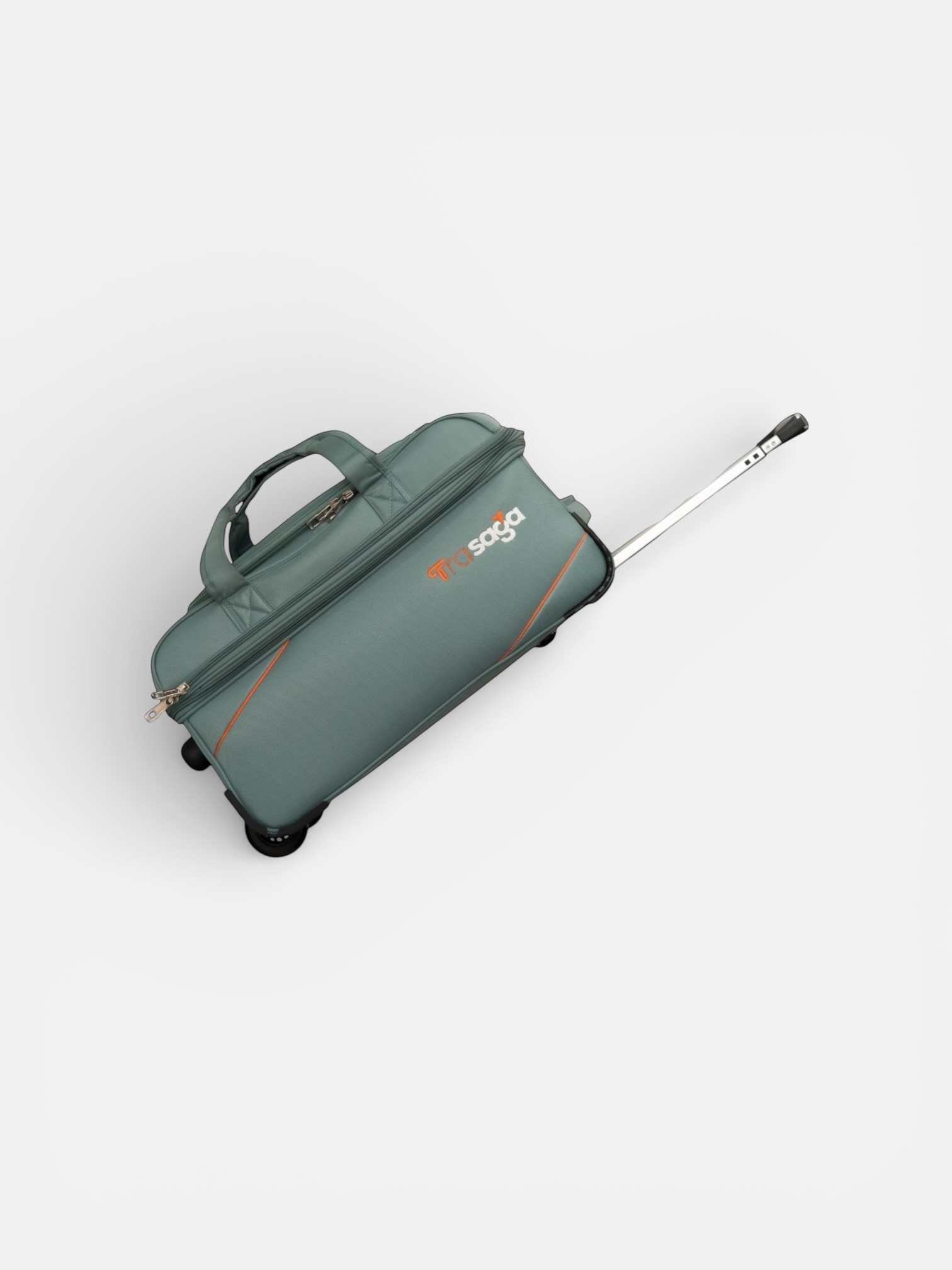 Trasaga Odessy teal expandable trolley duffle bag with telescopic handle extended