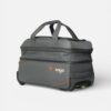 Trasaga Odessy grey trolley duffle bag expander view with dual wheels and reinforced base