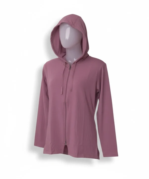 Trasaga Transit Air-Cotton hoodie in rose showing hood design detail