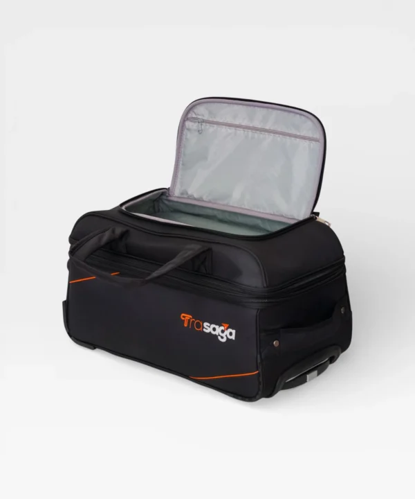 Quick access top compartment of Trasaga trolley duffle bag for travel essentials