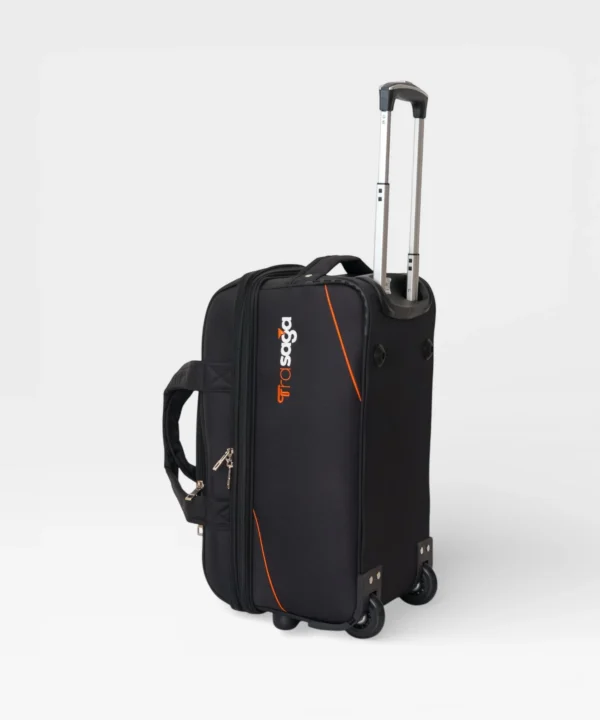 Trasaga black trolley duffle bag with wheels and telescopic handle