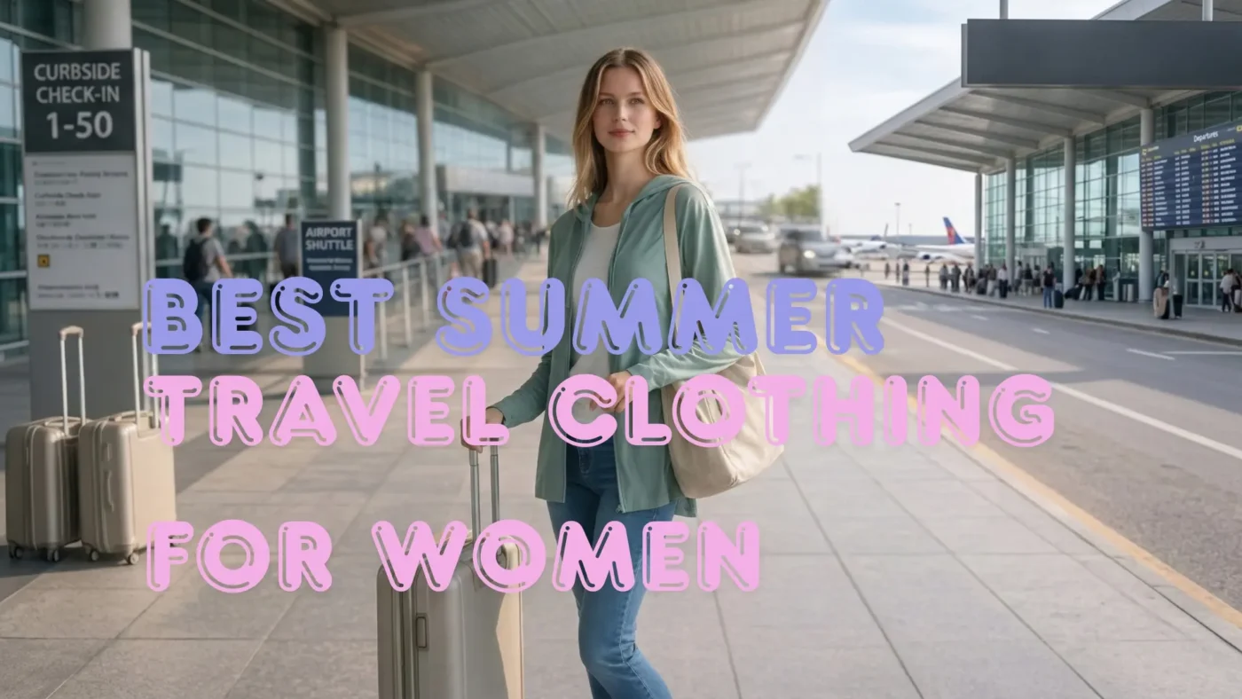 Woman wearing breathable cotton shrug for summer travel in India